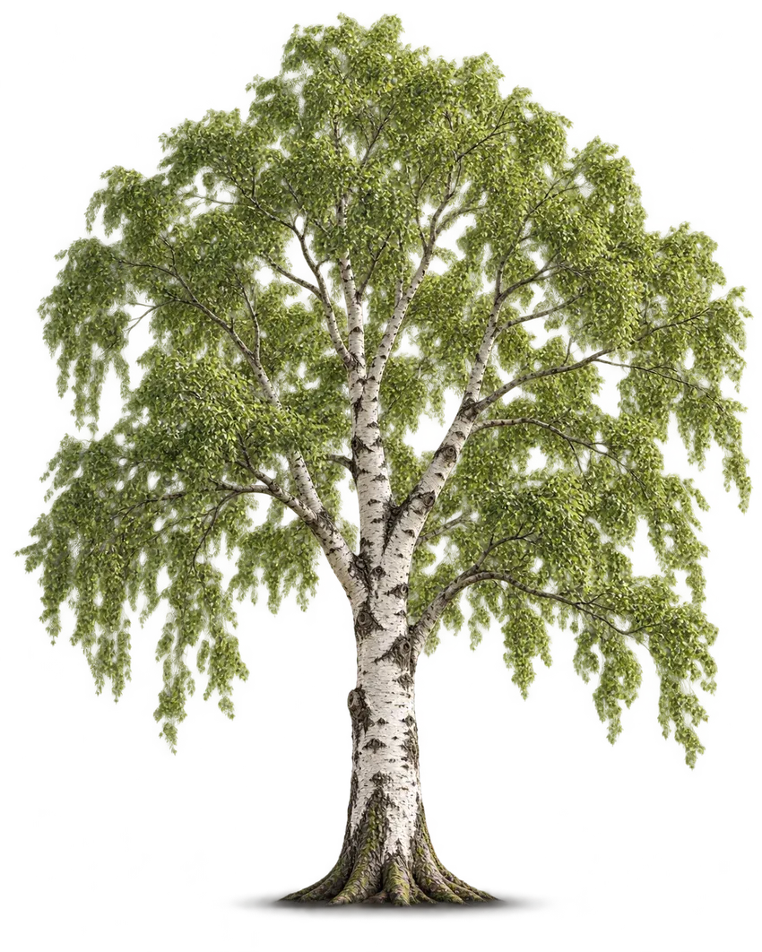 Illustration of a mature silver birch