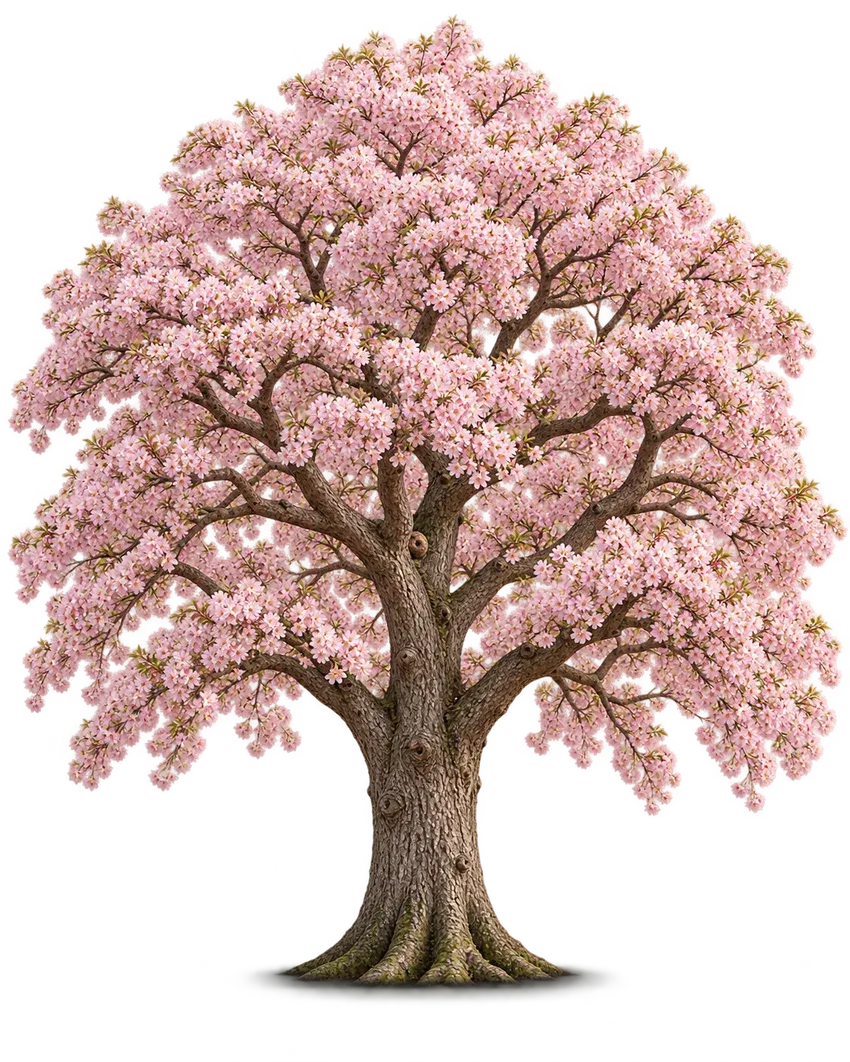Illustration of a mature cherry blossom